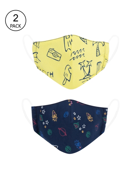

VEA Kids Pack Of 2 Printed 3-Ply Reusable 5 Layered Protective Outdoor Masks, Blue