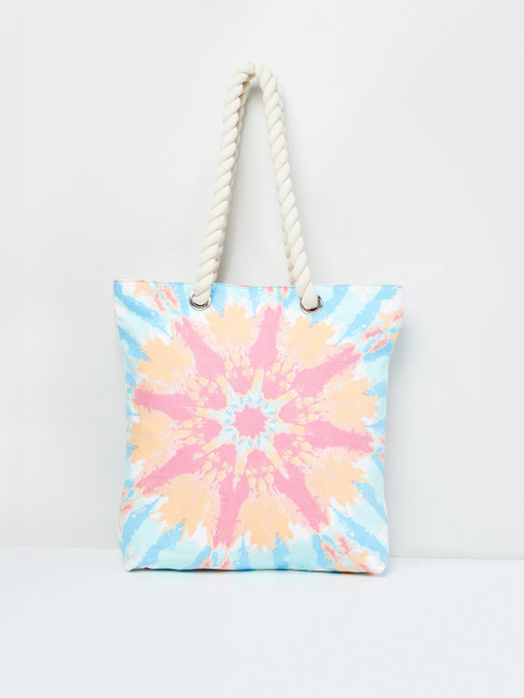 

max Pink & Turquoise Blue Printed Tote Bag