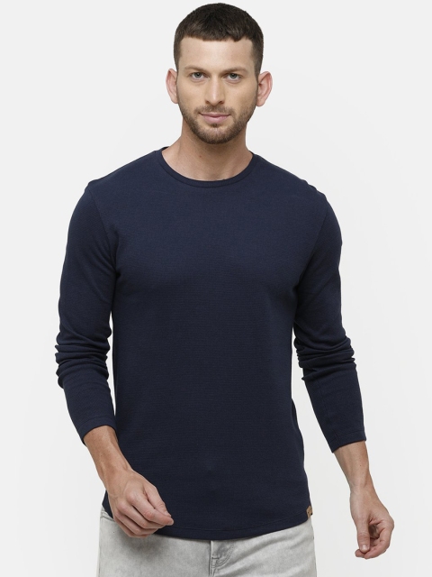 

Voi Jeans Men Navy Blue Solid Round Neck Cotton Pure Cotton T-shirt