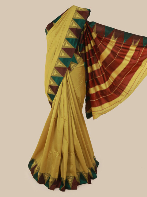 

Pothys Yellow Solid Art Silk Saree
