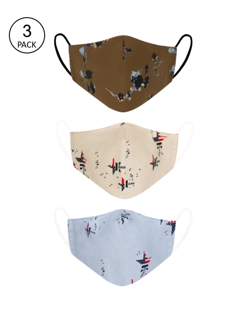 

VEA Kids Pack Of 3 Printed 3-Ply Reusable Protective Outdoor Masks, Brown