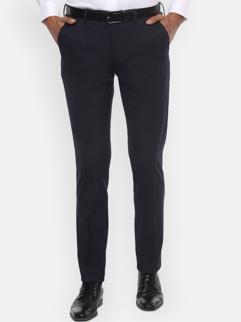 

Van Heusen Men Navy Blue Slim Fit Solid Formal Trousers