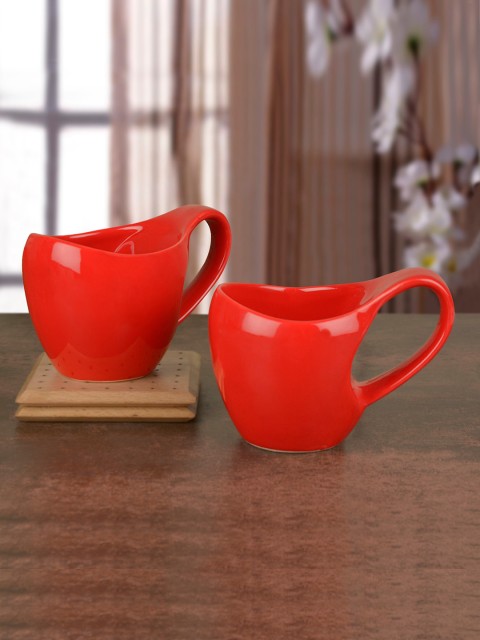 

StyleMyWay Set of 2 Red Solid Ceramic Mugs Set