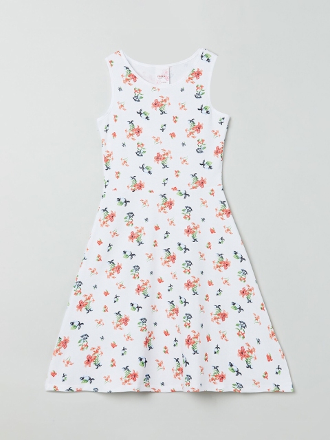 

max Girls White & Red Printed A-Line Dress