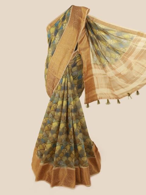 

Pothys Multicoloured Printed Cotton Blend Saree With Tasseled Pallu, Multi