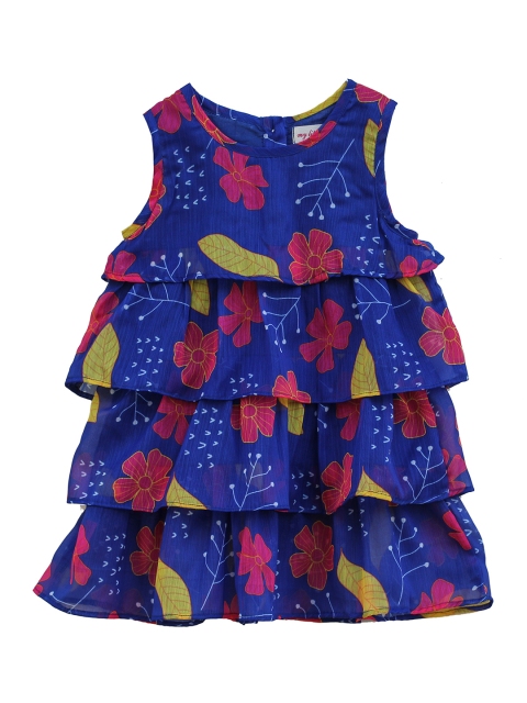 

My Little Lambs Girls Blue Printed A-Line Dress