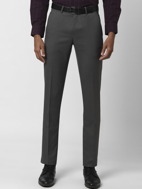 

Peter England Men Grey Slim Fit Solid Formal Trousers