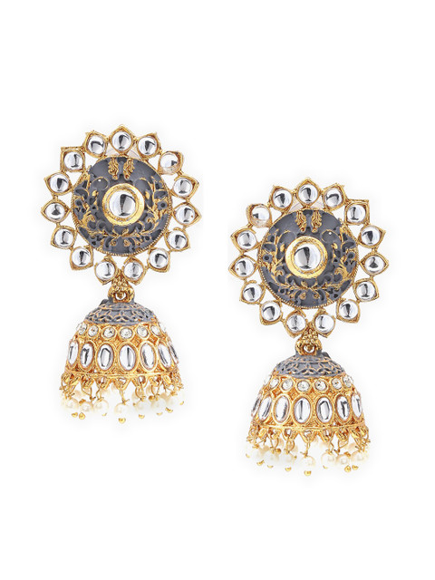 

SATCHEL Grey & Gold-Toned Dome Shaped Jhumkas