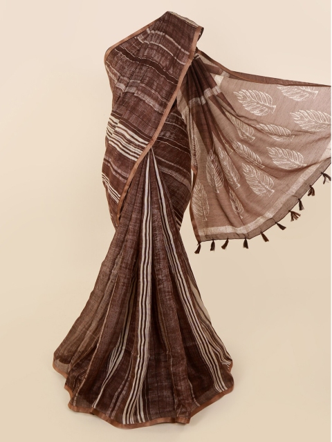 

Pothys Brown Striped Jute Cotton Saree