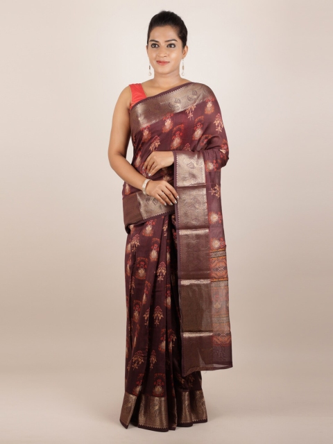 

Pothys Brown Pure Silk Printed Saree