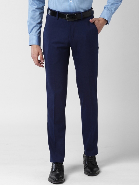

Peter England Men Navy Blue Slim Fit Solid Formal Trousers