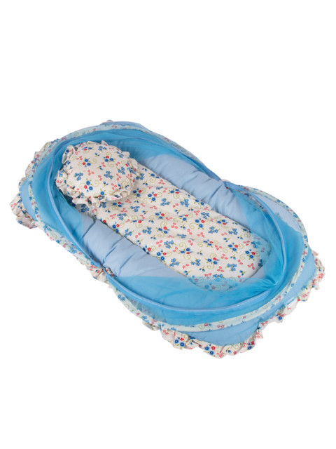 

mittenbooty Infant Kids Blue & White Printed Mosquito Net Bedding