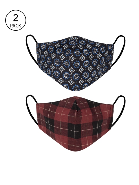 

VEA Unisex Pack Of 2 Printed 3-Ply Reusable 5 Layered Protective Outdoor Masks, Red