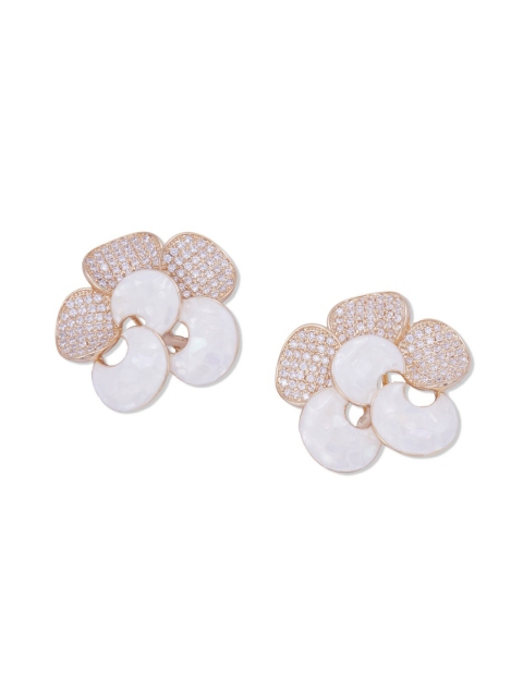 

shaze Gold-Plated & White Floral Studs
