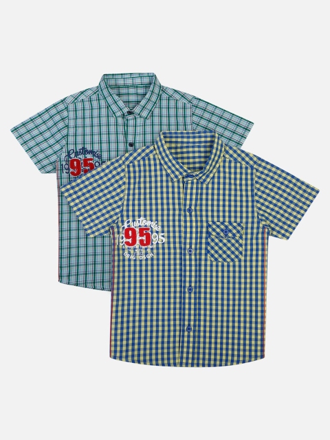 

Bodycare First Boys Pack of 2 Slim Fit Checked Casual Shirt, Blue