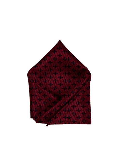 

Blacksmith Men Maroon & Black Woven-Design Sustainable Pocket Square