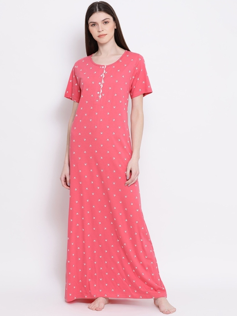 

Kanvin Pink & White Printed Nightdress