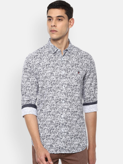 

Louis Philippe Jeans Men White & Black Slim Fit Printed Casual Shirt