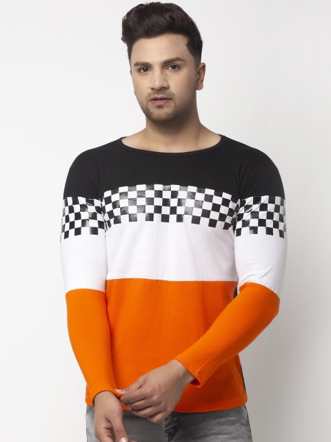 

KATSO Men Orange Colourblocked Round Neck T-shirt