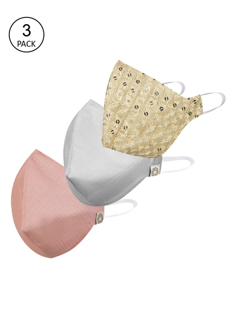 

VASTRAMAY Unisex 3-Pcs 3-Ply Reusable Cloth Masks, Pink