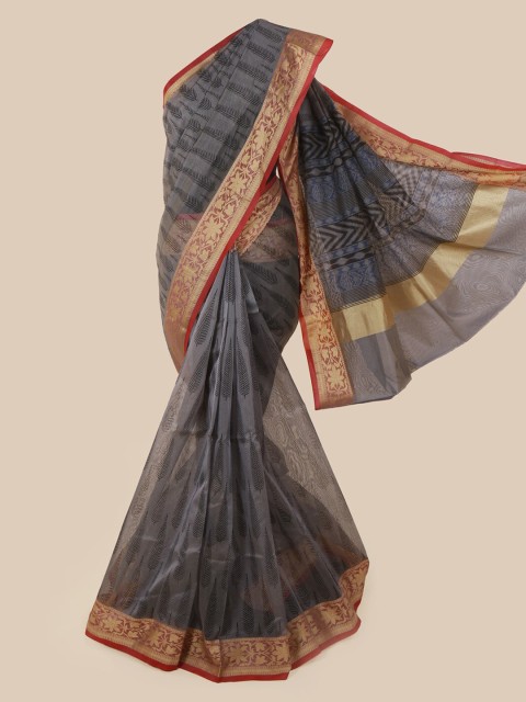 

Pothys Grey Woven Design Supernet Saree