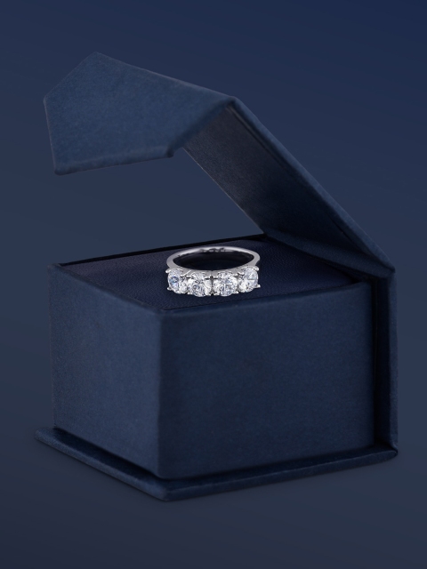 

Amavi Silver-Plated White AD-Studded Spark Eternity Finger Ring