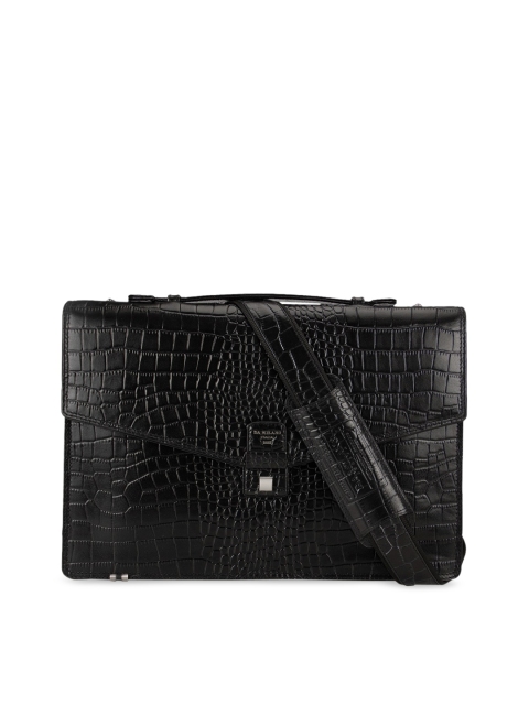 

Da Milano Unisex Black Textured Laptop Bag