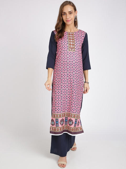 

Florence Women Pink & Navy Blue Printed Kurta with Palazzos