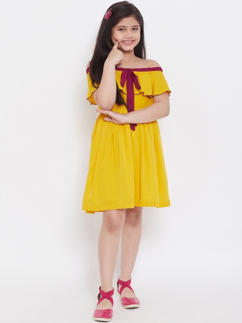 

Stylo Bug Girls Yellow Solid Fit and Flare Dress