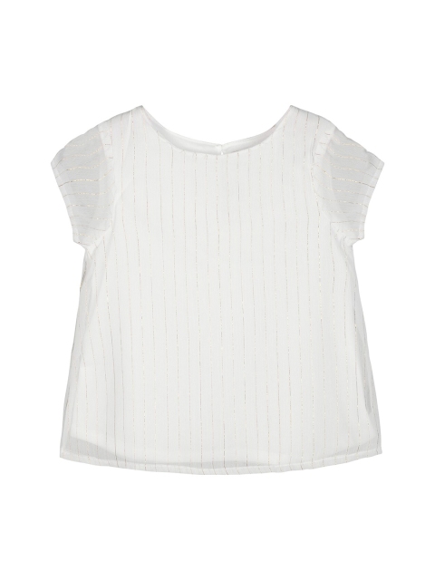 

Budding Bees White Striped Chiffon Regular Top