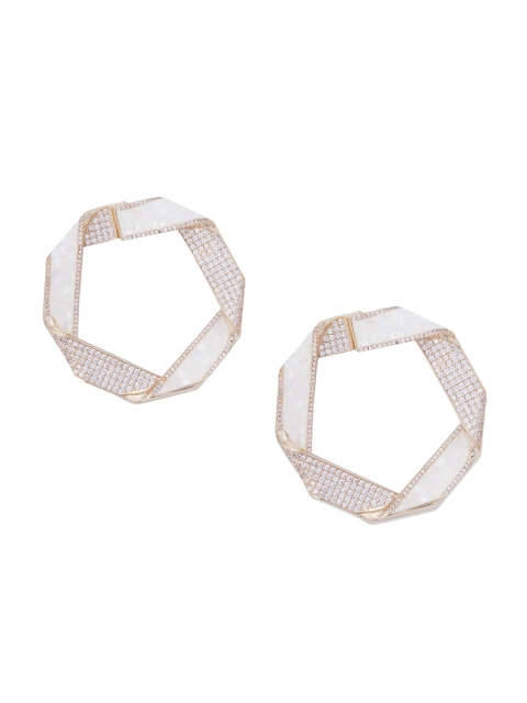 

shaze Gold-Toned Circular Hoop Earrings