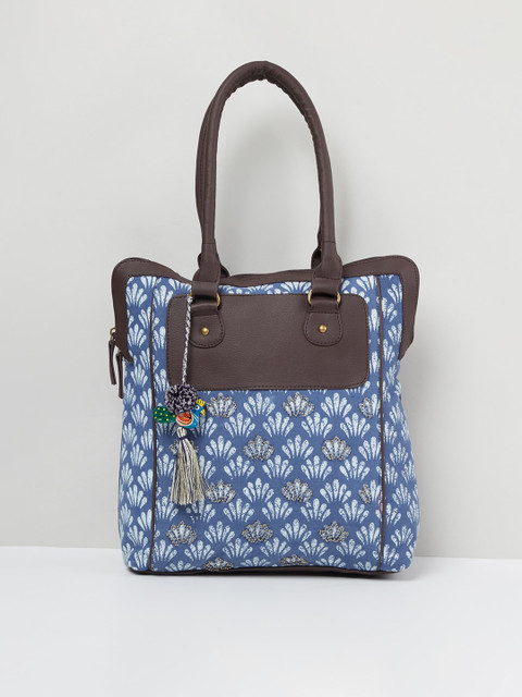 

max Blue Printed Handheld Bag