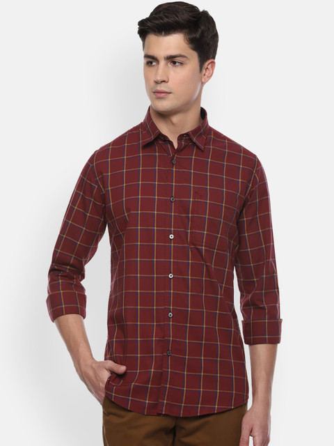 

Van Heusen Sport Men Red Slim Fit Checked Casual Cotton Shirt