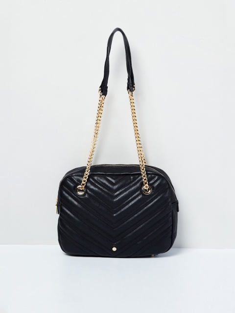 

max Black Textured Shoulder Bag