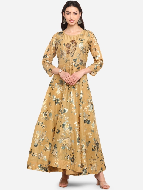 

Bombay selections women beige embroidered thread work chanderi silk kurta