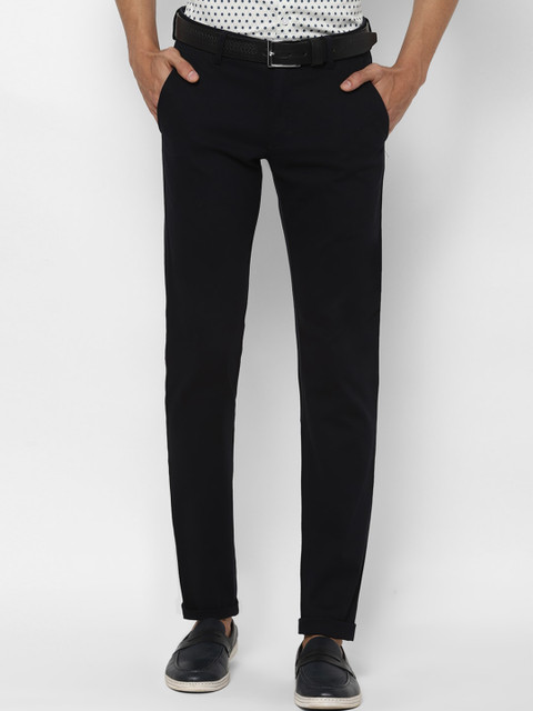 

Allen Solly Men Black Slim Fit Solid Regular Trousers