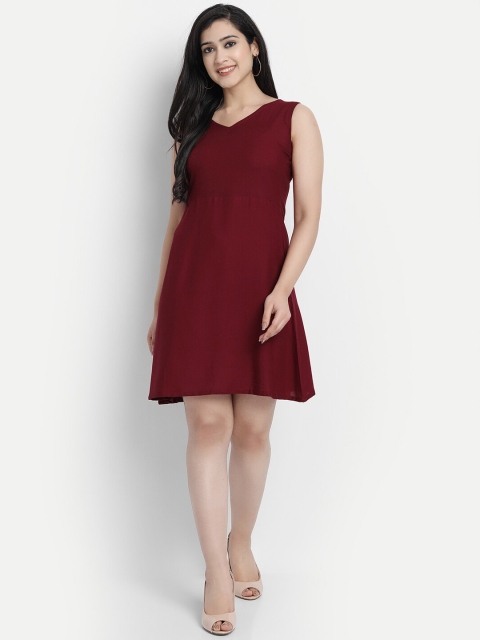 

Globon Impex Women Maroon Solid A-Line Dress