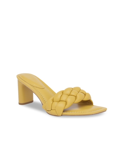 

Sole To Soul Women Yellow Textured Mules