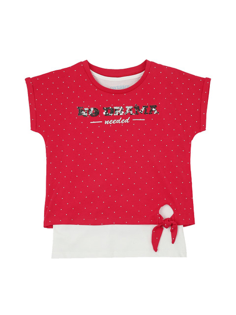 

Pantaloons Junior Girls Red & White Printed Round Neck Top & T-shirt
