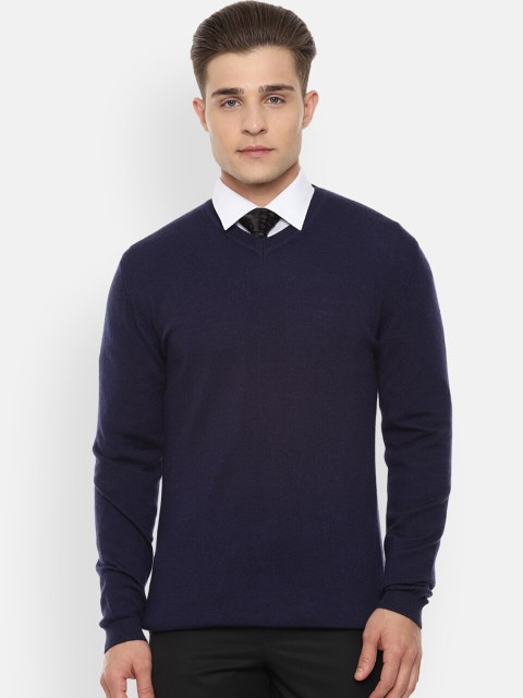 

Van Heusen Men Navy Blue Solid Pullover Sweater