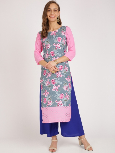 

Florence Women Pink & Blue Printed Kurta with Palazzos