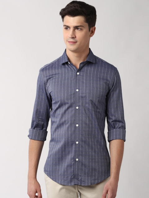 

Peter England Men Grey Slim Fit Striped Casual Shirt