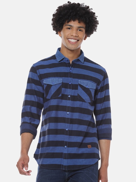 

Campus Sutra Men Purple Regular Fit Striped Casual Shirt