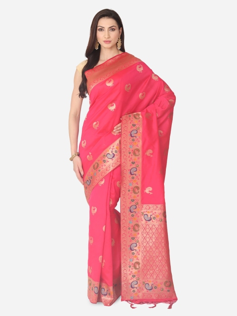 

BOMBAY SELECTIONS Pink Silk Blend Woven Design Banarasi Saree