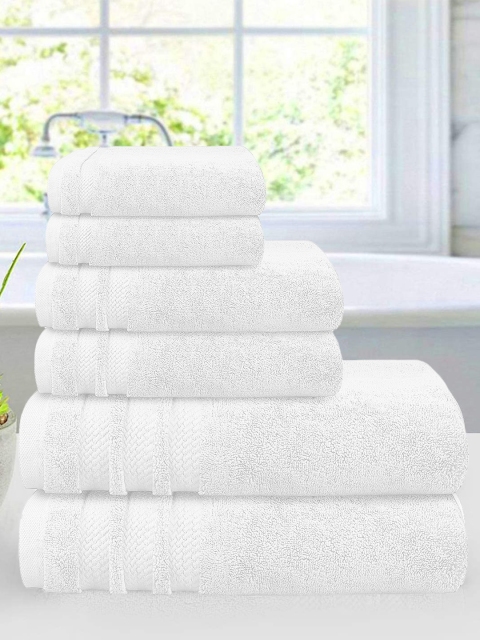 Trident Unisex Set of 6 White Solid 625 GSM Sustainable Towels