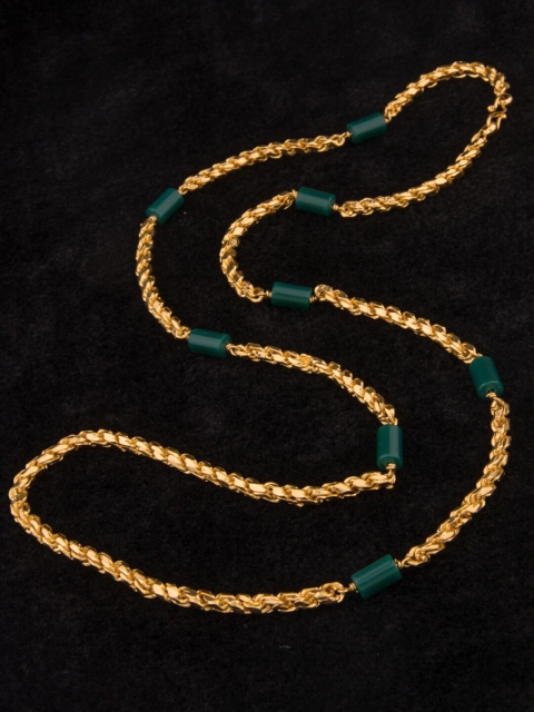 

Alankruthi Gold-Toned & Green Brass Gold-Plated Handcrafted Chain