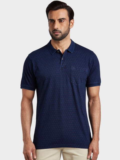 

ColorPlus Men Blue Printed Polo Collar T-shirt