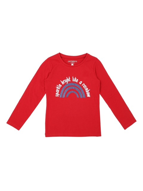 

Pantaloons Junior Girls Red & White Printed Round Neck T-shirt
