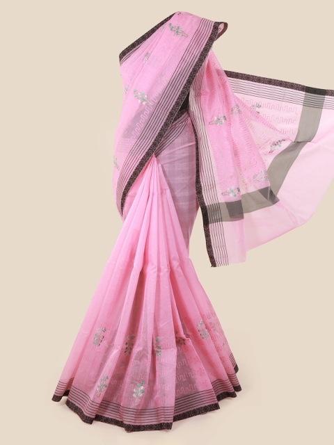 

Pothys Pink Woven Design Supernet Saree