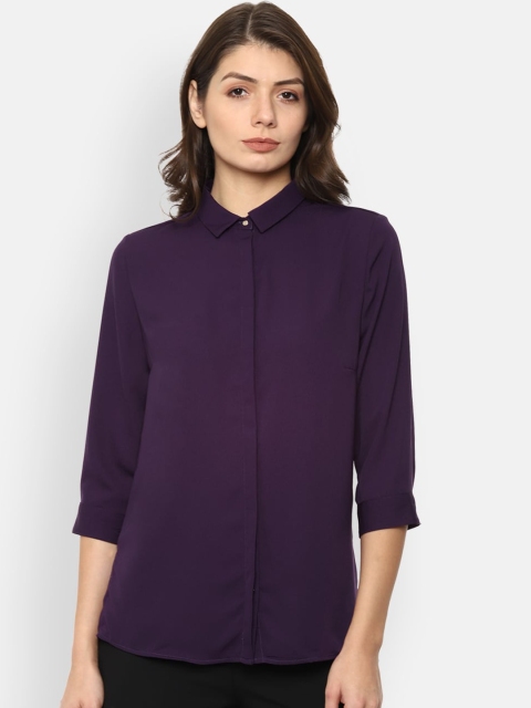 

Van Heusen Woman Purple Solid Casual Shirt